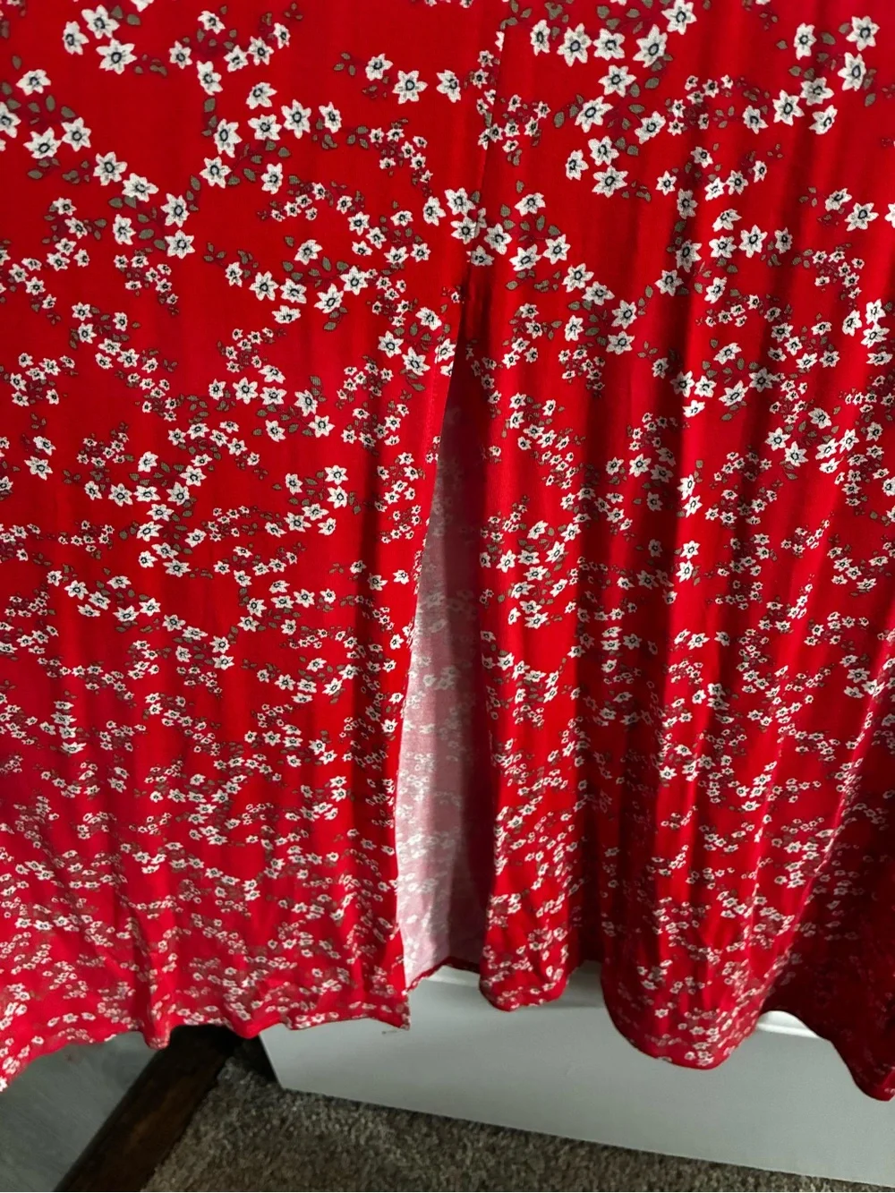 ASOS Red Floral Maxi Dress with White Blossom Print